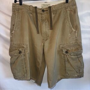 AMERICAN EAGLE Cargo Shorts Sz 32 Army Military Green Cotton Canvas Vintage Y2K
